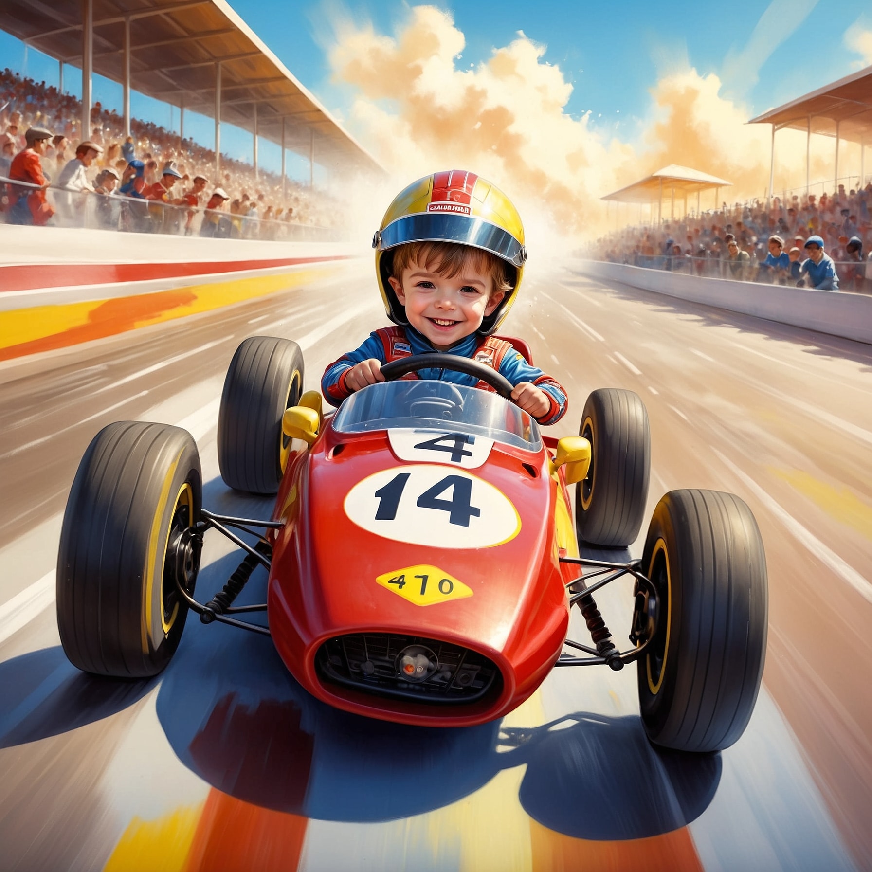 Child as racecar driver