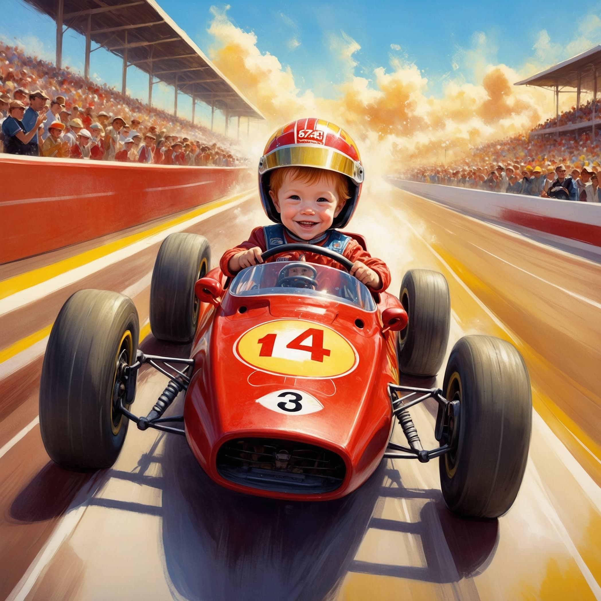 Child as racecar driver